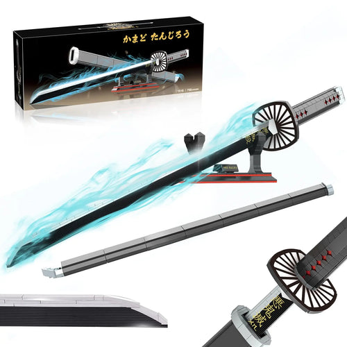 Anime Cosplay Swords Building Set, 759 Piece,One Gray Ichimonji Yamato Sword 39IN TanjiroSword Katana with Scabbard and Bracket