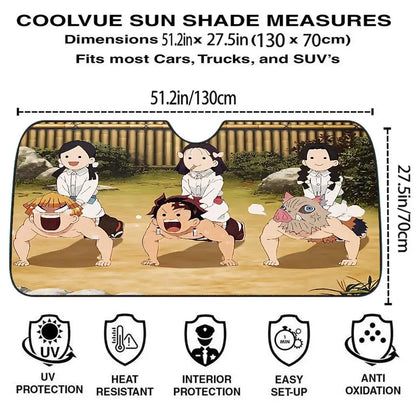 I-Inosukes Zenitsus T-Tanjiros Car SunShade Windshield Cover UV Protection Auto Visor Accessories For Cars
