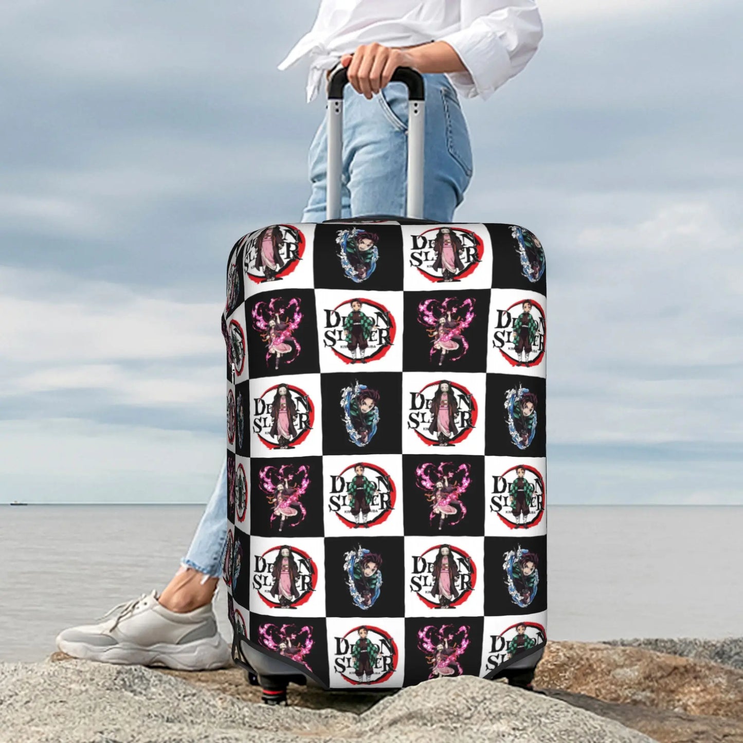 Manga Demon Slayer Luggage Cover Elastic Kimetsu No Yaiba Travel Suitcase Protective Covers Suit For 18-32 inch