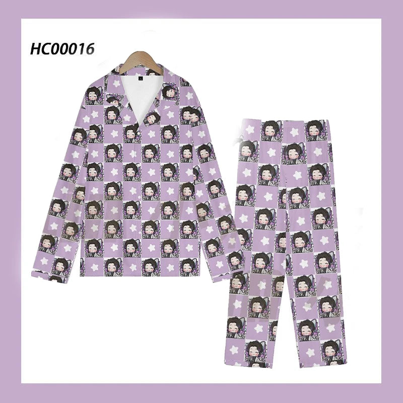 Anime Cosplay Homewear Demon Slayer Agatsuma Zenitsu Cute Pajama Set Demon Girl Pink Pattern Nightwear Loungewear Holiday Gift