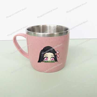 Demon Slayer Kimetsu No Yaiba Double Layer Anti-scalding Water Cup Anime 304 Stainless Steel Milk Mug Anti Drop Water Glass Gift