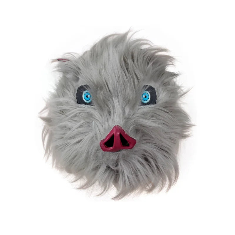 Hashibira Inosuke Cosplay Costume, Boar Head Mask Set, Halloween Party Outfit Inosuke Wigs Package Pants Fancy Dress Pants and