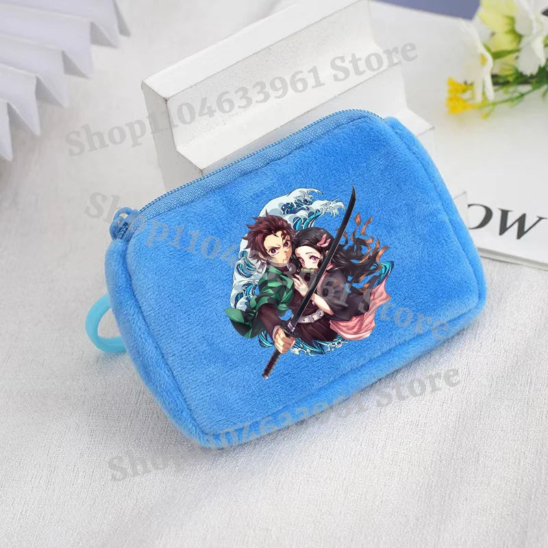 Demon Slayer Coin Purse Kimetsu No Yaiba Boy Girl Anime Cartoon Small Wallet Portable Mini Storage Bags Pendant Plush Coin Purse
