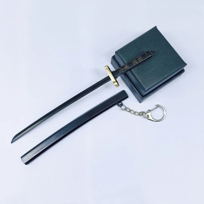 17cm Demon Slayer Keychain Nichirin Blade Model Anime Backpack Pendant Key Ring Tanjirou Zenitsu Creative Collectible Toy Gift