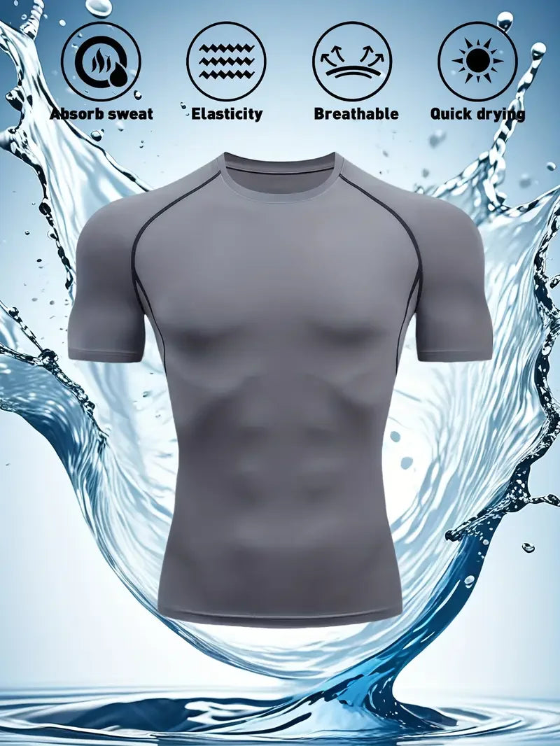 Bandai Demon Slayer Akaza Men's Compression Shirt, Quick Dry Elastic Short Sleeve Gym Workout Breathable Fitness Sportswear