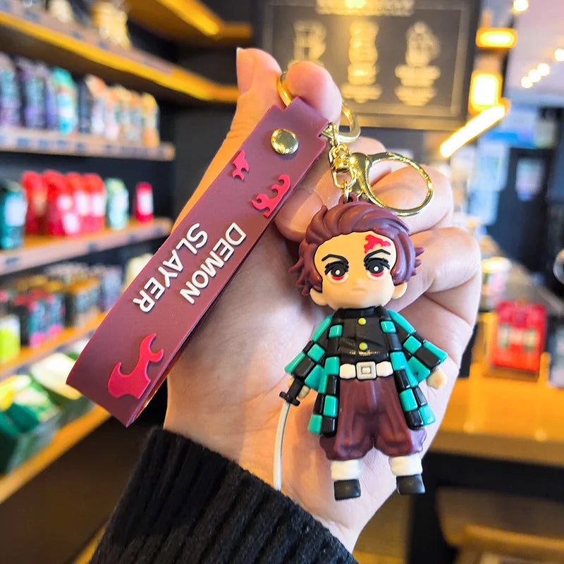 41 Styles Demon Slayer Kimetsu No Yaiba Blade of Ghost Keychain Cute Characters Bag Decor Car Key Chain Ring Fans Gift