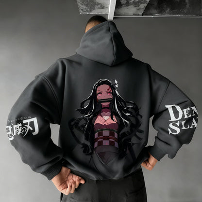 Demon Slayer Men's Hoodie Sweatshirt Kamado Nezuko Anime Spring Autumn Winter Boy Harajuku Long-sleeved Parent-child Outfit