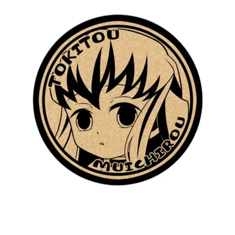 Demon Slayer Cork Coaster,Tanjiro Nezuko Anime Drink Cup Mat, Non-slip Heat Resistant Wooden Pad, Creative Table Decor Gift, 1pc