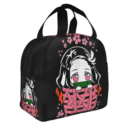 Demon Slayer Manga Anime Resuable Lunch Box for Women Waterproof Kimetsu no Yaiba Thermal Cooler Food Insulated Lunch Bag School