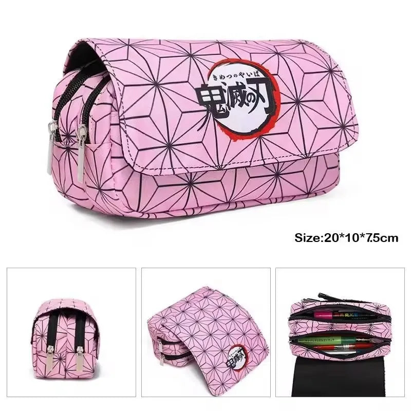 1PCS Demon Slayer  Anime Pen Bag Student Storage Bag Tanjirou Nezuko Zenitsu Giyuu Cartoon Pen Box Cute Boys Girls Pencil Case