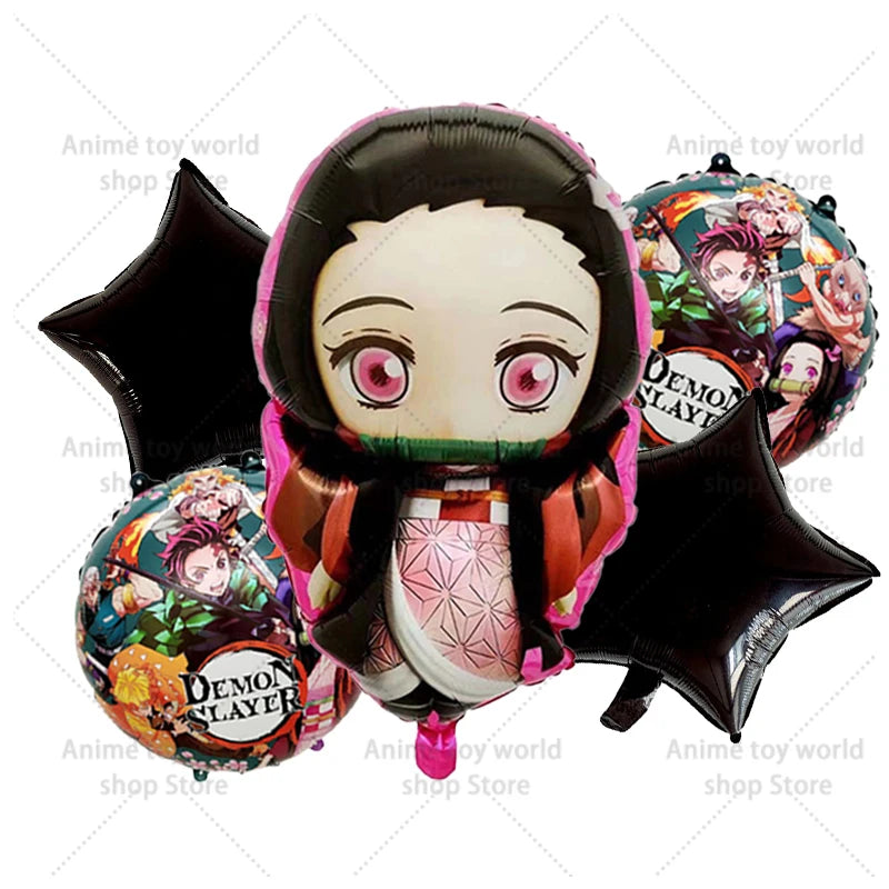 Demon Slayer Boy Foil Balloon Party Decoration Anime Cartoon Figure Decorative Ballons Photo Props Ornaments Toy Birthday Gift