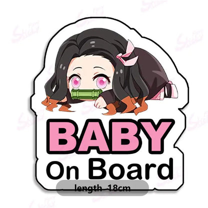 demon slayer   Anime Nezuko Car Reflective Phone Stickers - Wholesale of Safety Deceleration Car Stickers   12x14cm