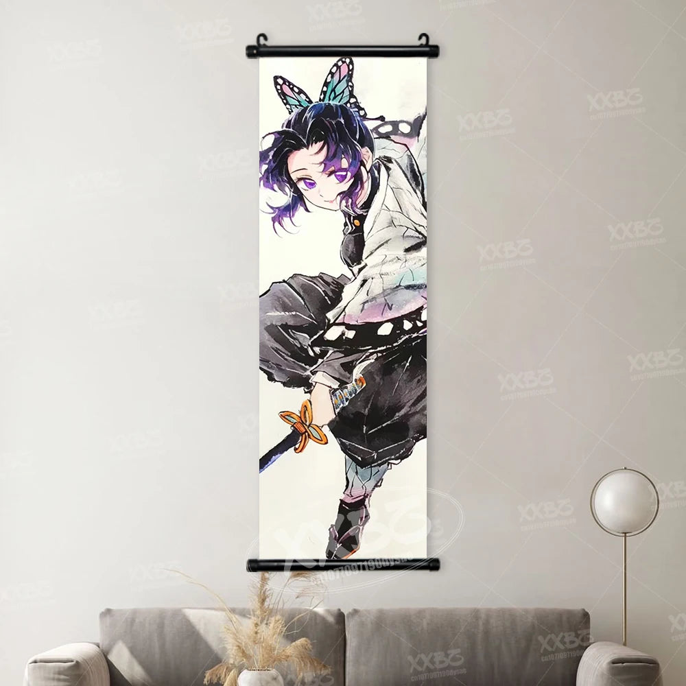 Demon Slayer Poster Home Decor Hashibira Inosuke Canvas Scrolls Picture Agatsuma Zenitsu Wall Art Kamado Nezuko Hanging Painting