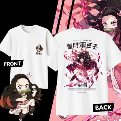 Demon Slayer Kamado Nezuko Pure Cotton T-shirt for 2026 Summer Kids/Men's/Women's Fashion Casual Cosplay Short Sleeved T-shirt