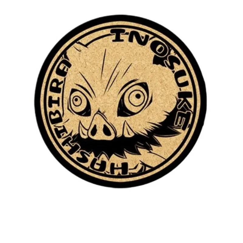 Demon Slayer Cork Coaster,Tanjiro Nezuko Anime Drink Cup Mat, Non-slip Heat Resistant Wooden Pad, Creative Table Decor Gift, 1pc