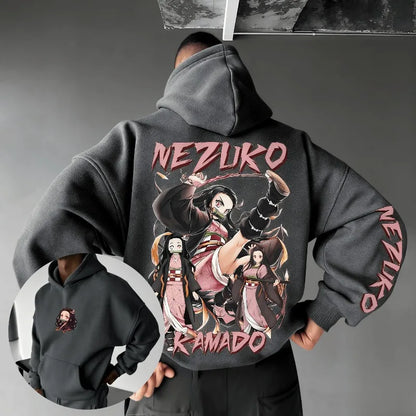 Demon Slayer Nezuko Kamado Anime Hoodie Pullover Sweatshirt Men Women Streetwear Casual Tops Cartoon Print Spring Autumn Fashion