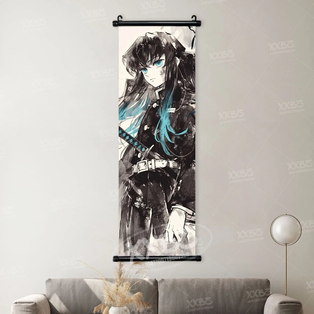 Demon Slayer Poster Home Decor Hashibira Inosuke Canvas Scrolls Picture Agatsuma Zenitsu Wall Art Kamado Nezuko Hanging Painting