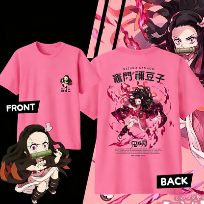 Demon Slayer Kamado Nezuko Pure Cotton T-shirt for 2026 Summer Kids/Men's/Women's Fashion Casual Cosplay Short Sleeved T-shirt