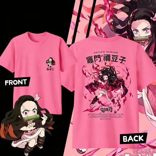 Demon Slayer Kamado Nezuko Pure Cotton T-shirt for 2026 Summer Kids/Men's/Women's Fashion Casual Cosplay Short Sleeved T-shirt