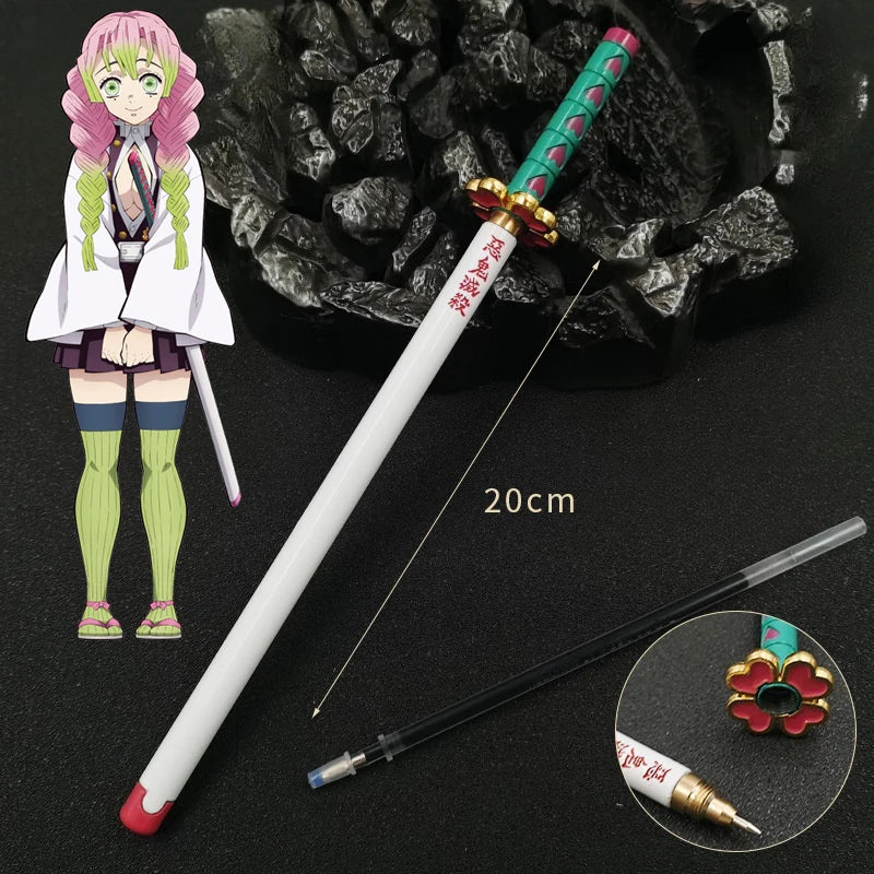 New 17 Styles Japan Anime Demon Slayer Model Gel Pen 0.5mm Black Refill Cosplay Prop Kid Student Gift SlayerWeapon Sword