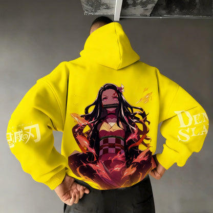 Demon Slayer Men's Hoodie Sweatshirt Kamado Nezuko Anime Spring Autumn Winter Boy Harajuku Long-sleeved Parent-child Outfit