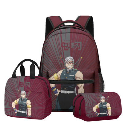 Anime Demon Slayer Kamado Nezuko 3Pcs School Bag Set Kids Backpack with Lunch Bag Pencil Case for Students Casual Travel Bookbag