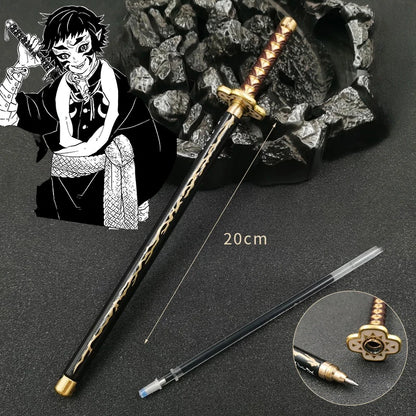New 17 Styles Japan Anime Demon Slayer Model Gel Pen 0.5mm Black Refill Cosplay Prop Kid Student Gift SlayerWeapon Sword