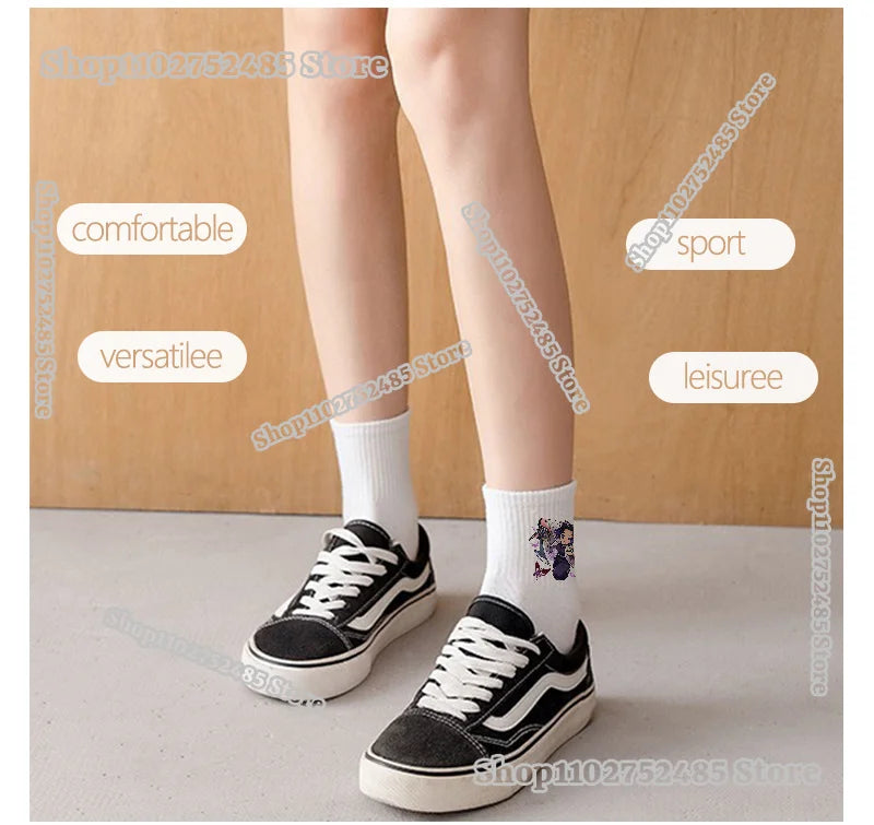 Anime Demon Slayer Socks-Cute Chibi Nezuko & Shinobu Crew Sock Soft Cotton Blend Unisex Casual Fashion Gift for Fans 5 Pairs Set