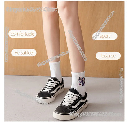 Anime Demon Slayer Socks-Cute Chibi Nezuko & Shinobu Crew Sock Soft Cotton Blend Unisex Casual Fashion Gift for Fans 5 Pairs Set