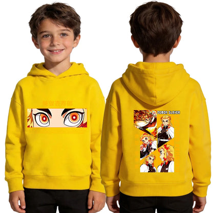 Kyojuro Rengoku Hoodie for Boys Anime Print Kimetsu no Yaiba Cosplay Sweatshirt Teen Kid Pullover Top
