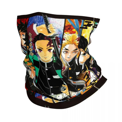 Custom Manga Demon Slayer Bandana Neck Gaiter for Hiking Camping Men Women Wrap Scarf Kimetsu No Yaiba Balaclava Warmer