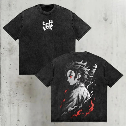 Tanjiro Kamada Demon Slayer Anime T Shirt - Vintage OverSized Graphic Tee.
