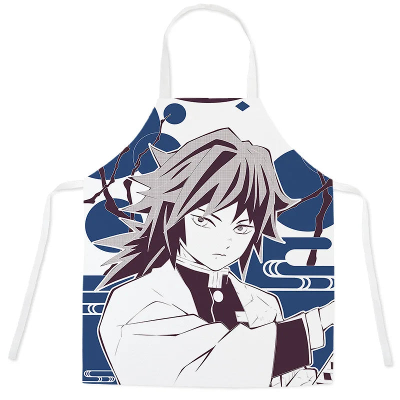 New Demon Slayer Apron Anime Cartoon Nezuko Tanjiro Linen Sleeveless Apron Kitchen Home Waist Studio Baking Studio Apron Gift