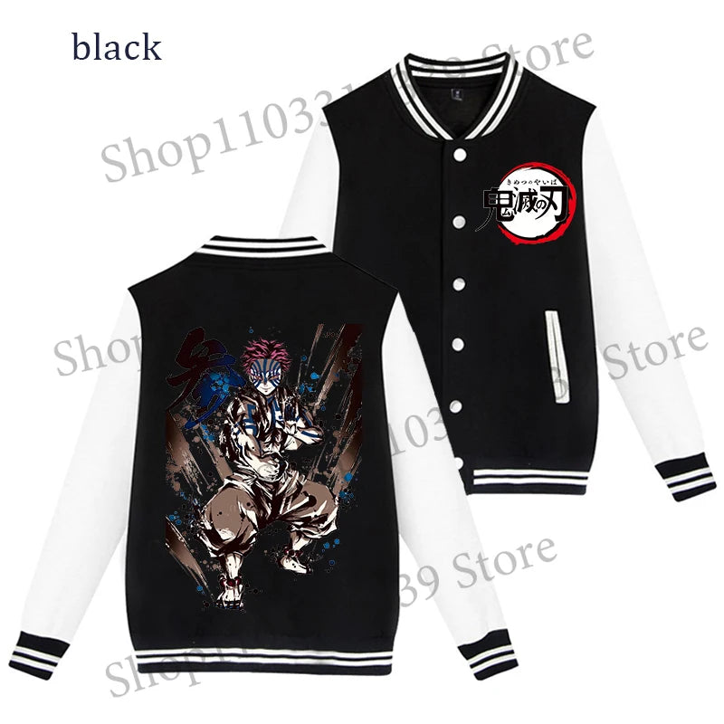 Demon Slayer Baseball Jacket Autumn Winter Jacket Coat Man Woman Giyu Tomioka Muichiro Tokito Anime Clothing Adult Harajuku Coat