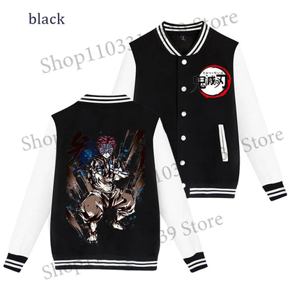 Demon Slayer Baseball Jacket Autumn Winter Jacket Coat Man Woman Giyu Tomioka Muichiro Tokito Anime Clothing Adult Harajuku Coat