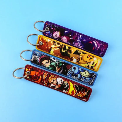 Anime Demon Slayer Blade Weaving Mark Keychain Trendy Fashion Hanging Rope Devil Access Control Pendant Office ID Pendant Gift