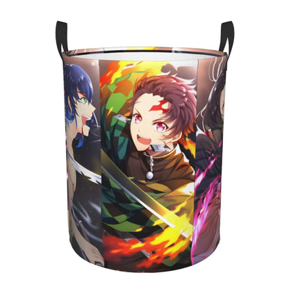 Tanjiro Kamado Demon Slayer Nezuko Kamado Laundry Basket Zenitsu Agatsuma Clothes Hamper for Household Clothes Storage Bag