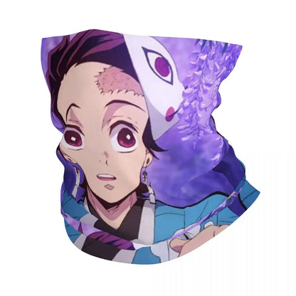 Custom Manga Demon Slayer Bandana Neck Gaiter for Hiking Camping Men Women Wrap Scarf Kimetsu No Yaiba Balaclava Warmer
