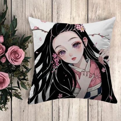 Pillow Demon Slayer Cushion Cover 45*45 Pillowcase Decorative Pillows for Sofa Pilow Cases Pillowcases 50x50 Car Decoration Body