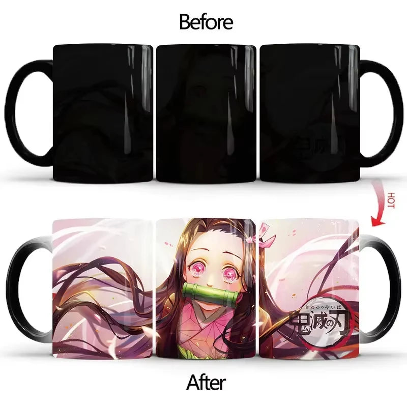 Demon Slayer Discoloration Mug Kimetsu No Yaiba Color Changing Cup Anime Ceramic Coffee Cup Heat Sensitive Milk Tea Mugs Novelty
