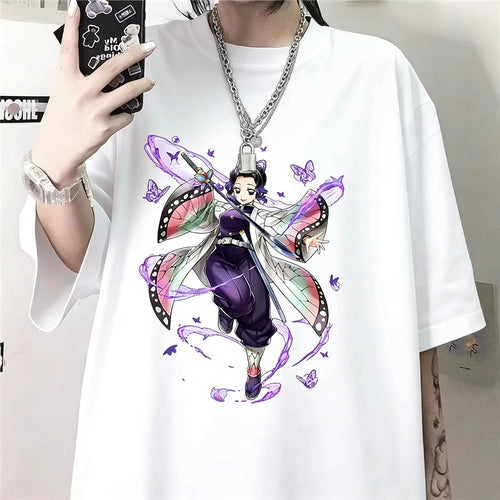 Summer Demon Slayer Shinobu Anime Printed T-shirt  Men Women Fashion Y2K Top Harajuku Style 2026 New Men's Clothing T Shirt