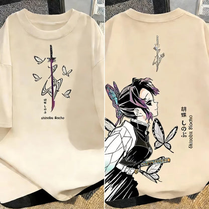 2026 Trendy Demon Slayer Anime Printed Men and Women T-shirt Summer Casual Parent Child Top Street Fashion Cotton Harajuku Y2K