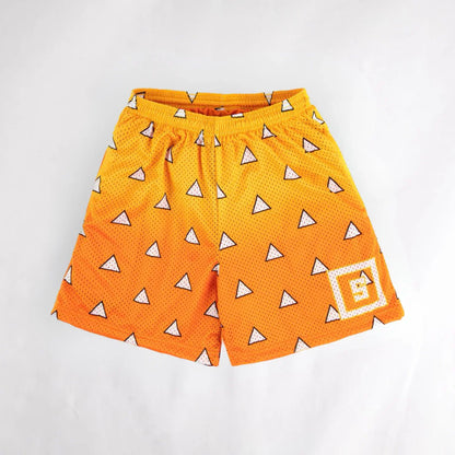 Bandai Demon Slayer Tanjiro Kamado Shorts, Black Turquoise Checkered with Great Wave Mesh Athletic Bottoms  Man - Beach shorts