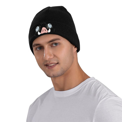 Unisex Rib Knit Cuffed Beanie Demon Slayers anime Accessories Warm Winter Skullies Knitted Caps  Beanies Skullies