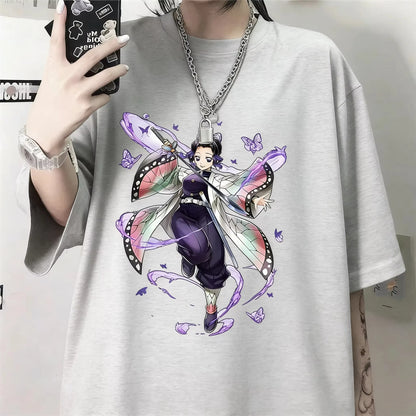 Summer Demon Slayer Shinobu Anime Printed T-shirt  Men Women Fashion Y2K Top Harajuku Style 2026 New Men's Clothing T Shirt