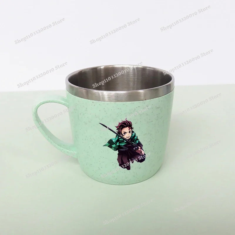 Demon Slayer Kimetsu No Yaiba Double Layer Anti-scalding Water Cup Anime 304 Stainless Steel Milk Mug Anti Drop Water Glass Gift