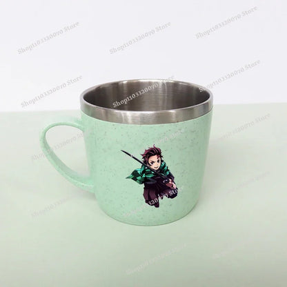 Demon Slayer Kimetsu No Yaiba Double Layer Anti-scalding Water Cup Anime 304 Stainless Steel Milk Mug Anti Drop Water Glass Gift