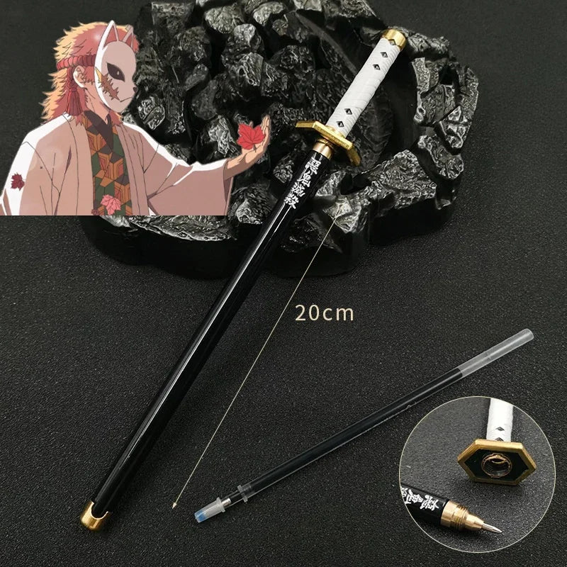 New 17 Styles Japan Anime Demon Slayer Model Gel Pen 0.5mm Black Refill Cosplay Prop Kid Student Gift SlayerWeapon Sword