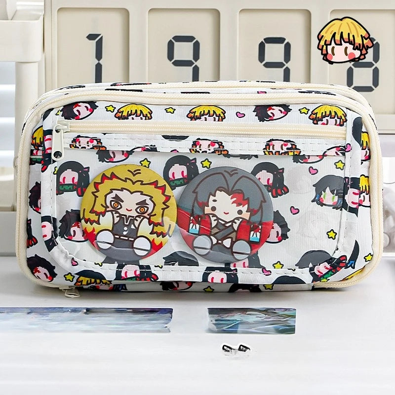 Demon Slayer Anime Kawaii Stationery Holder Bag Pen Case Students School Supplies Cartoon Cute Simple Style Stationery Box