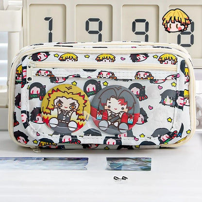 Demon Slayer Anime Kawaii Stationery Holder Bag Pen Case Students School Supplies Cartoon Cute Simple Style Stationery Box
